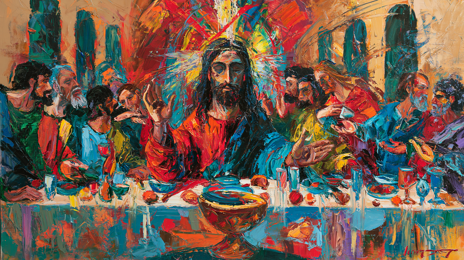 Christian work landscape - The Last Supper - Expressionist - Alpha Christian Art