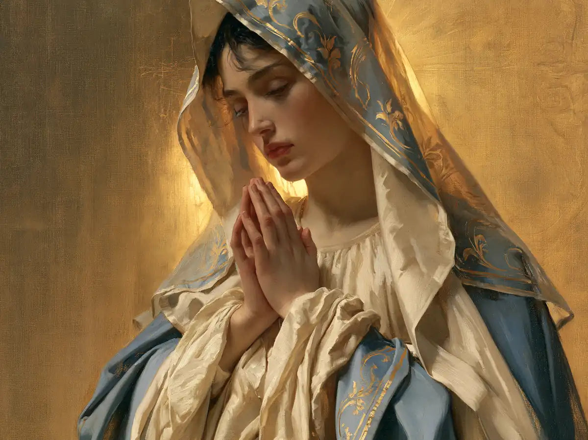 Virgin Mary in Prayer - Sacred Art Nouveau - Christian artwork collection