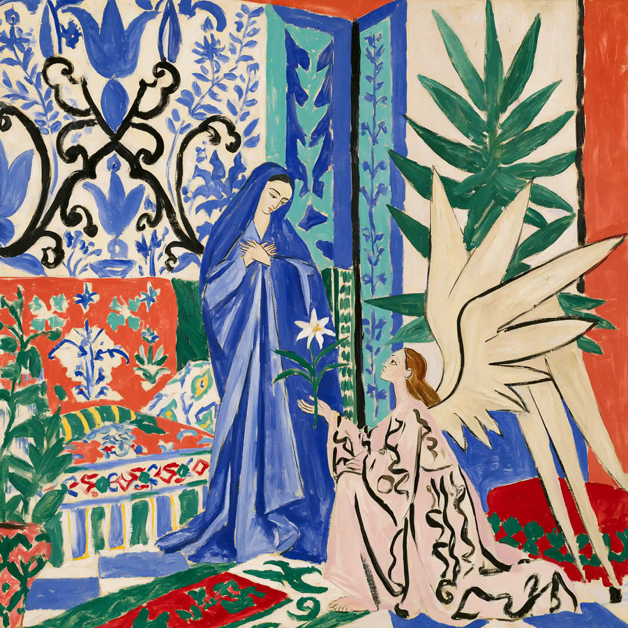Annunciation in the Blue and White Garden – Fauvist Art · Square