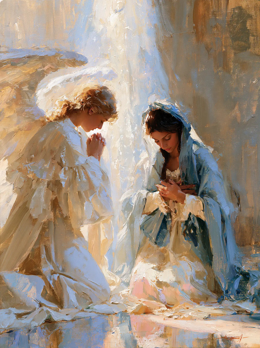 the Annunciation in an impressionist atmosphere in Impressionist style, portrait Christian artwork no. 18
