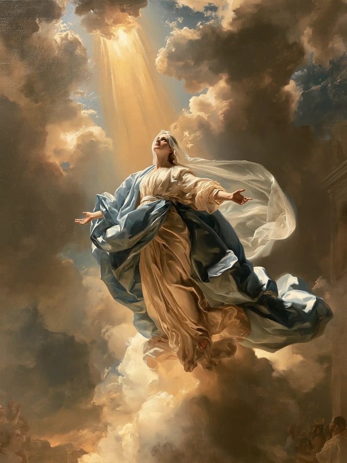 The Assumption of Mary — The Veil Swept Beneath the Golden Shower