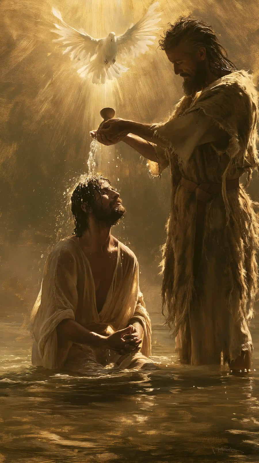 The Baptism of Jesus – Sacred Gold · Kneeling in the Jordan · Portrait no. 2