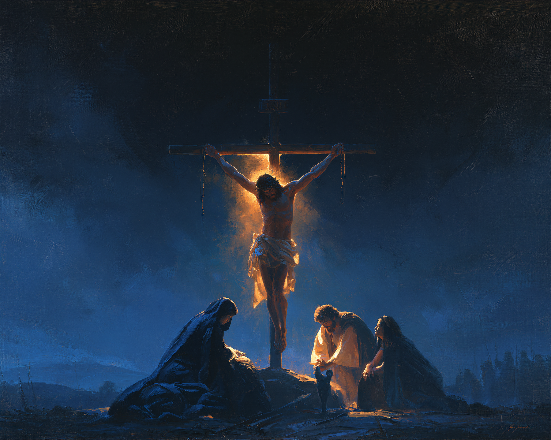 The Crucifixion - Light-dark midnight blue · Landscape n° 2