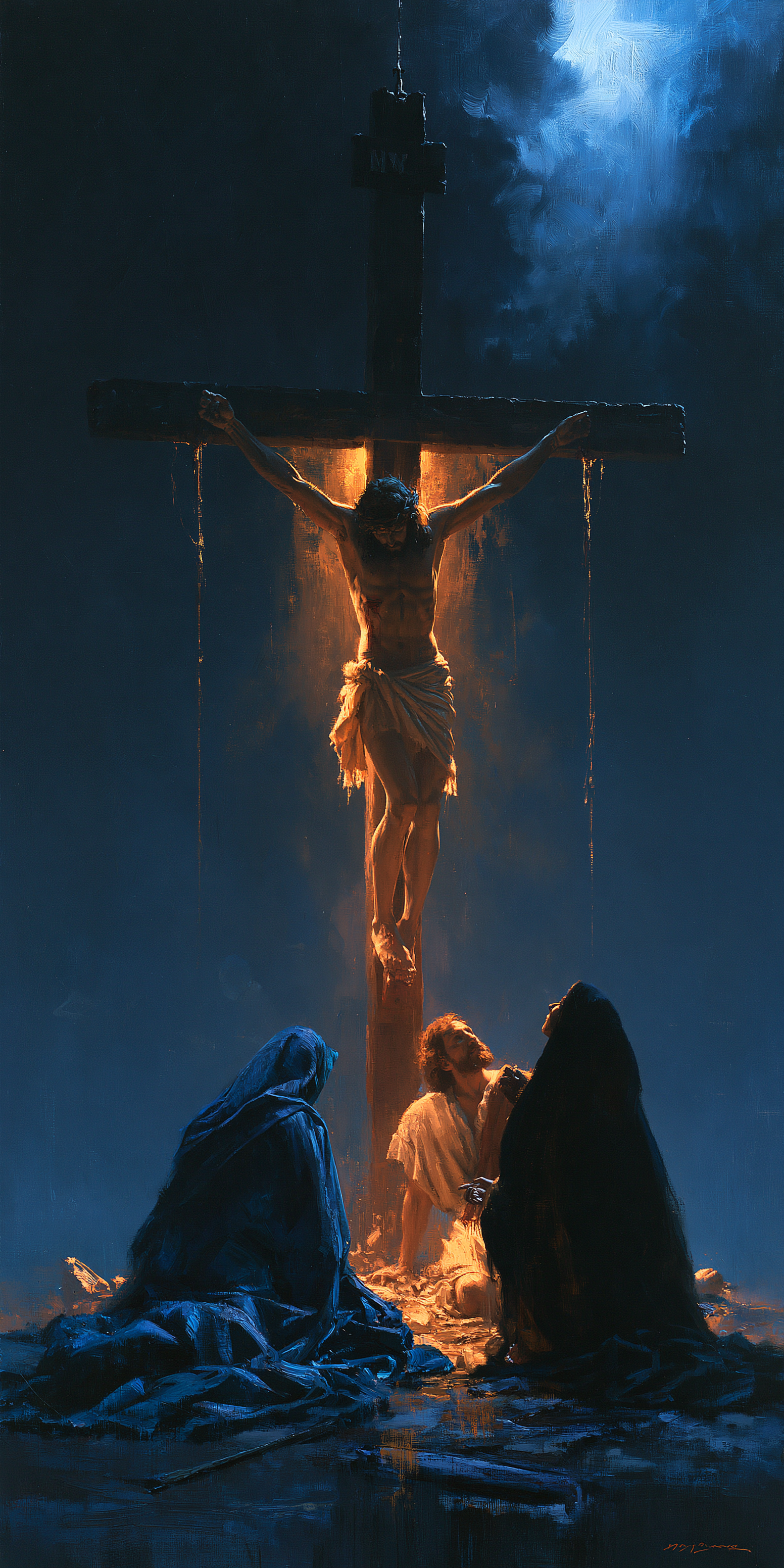 The Crucifixion - Light-dark midnight blue · Portrait n° 2