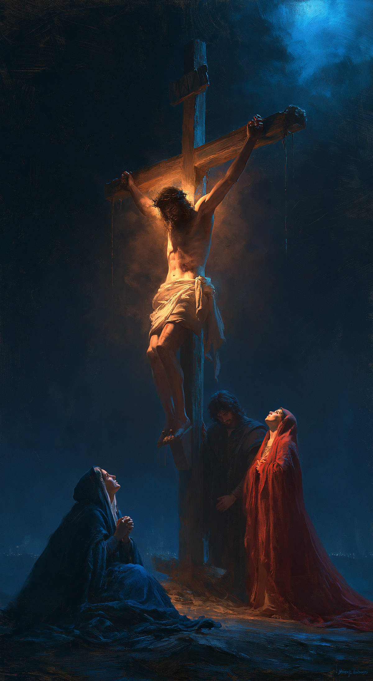The Crucifixion - Light-dark midnight blue · Portrait n° 8