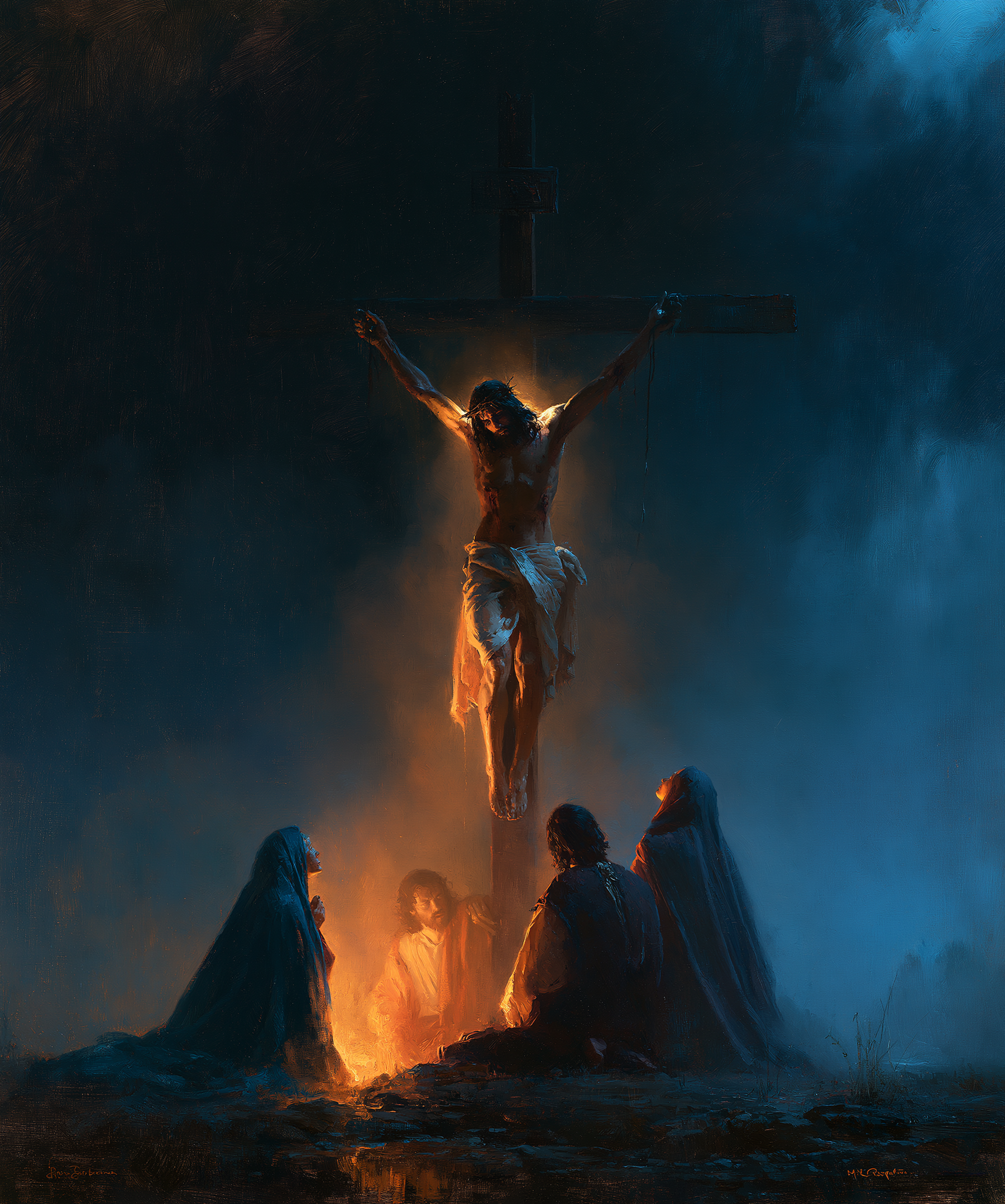 The Crucifixion - Light-dark midnight blue · Portrait n° 27
