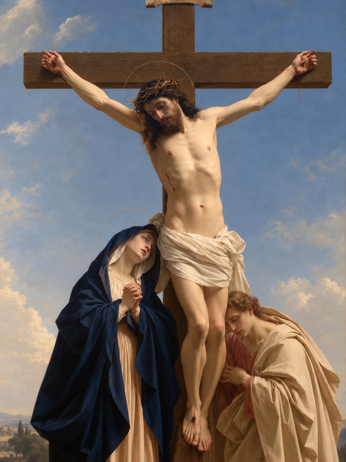 The Crucifixion – Solemn Prayer Beneath a Quiet Sky