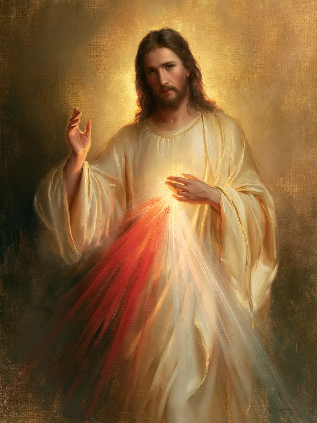 Divine Mercy Jesus — The Gentleness of Gathered Folds