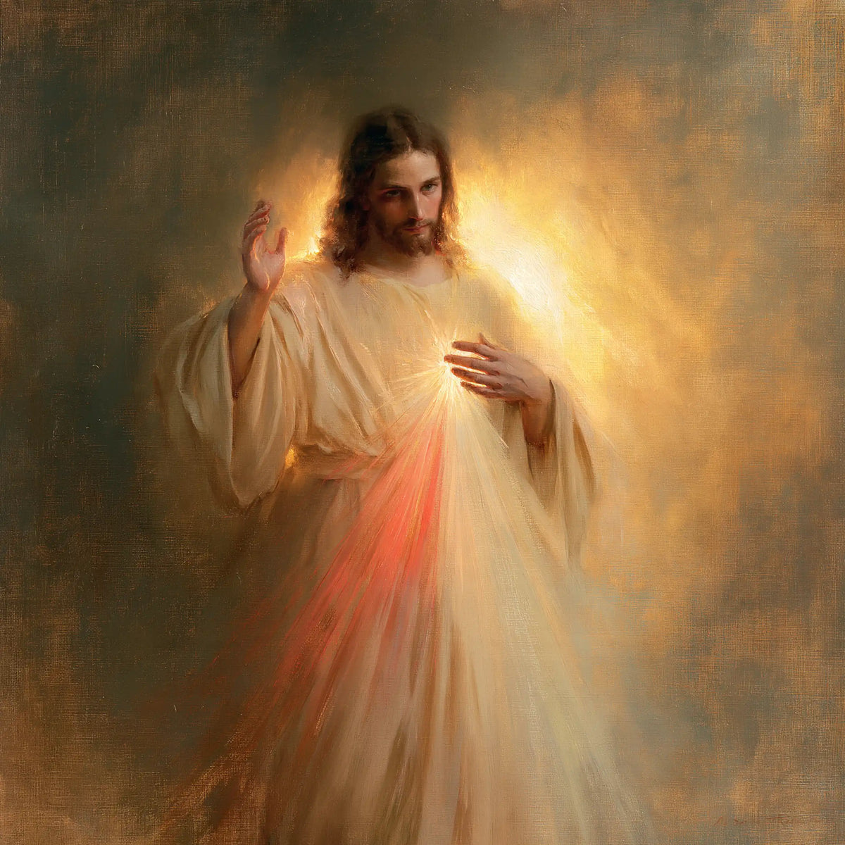 Divine Mercy Jesus — The Blessing in Diffused Gold