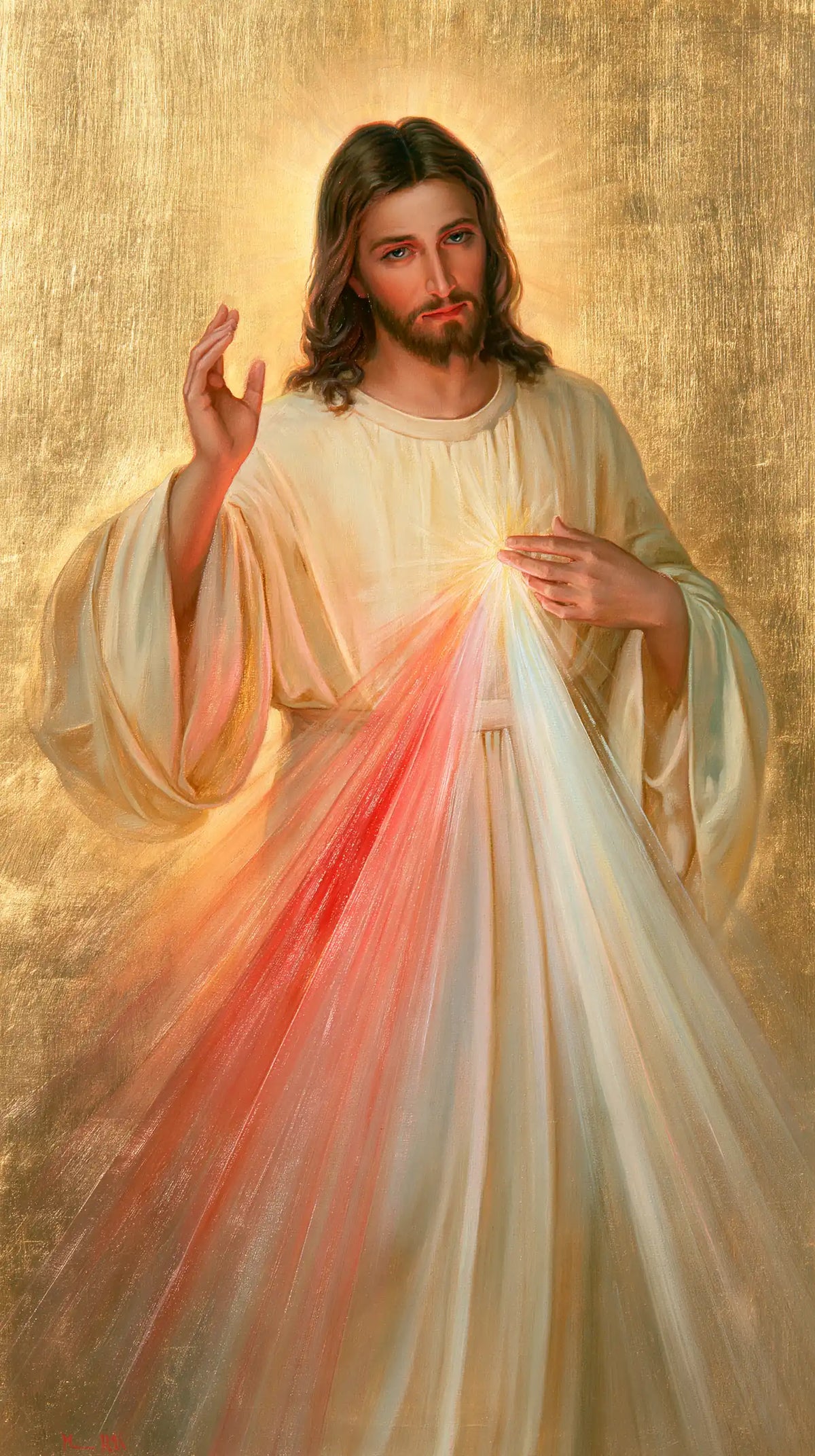 Divine Mercy Jesus — The Coolness of Folds Within Gold