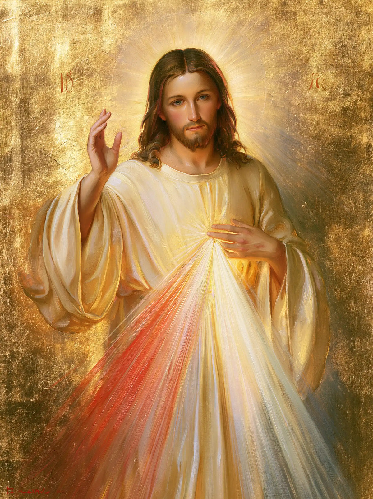 Jesus da Divina Misericórdia — A Auréola com reflexos de pérola