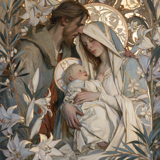 The Holy Family — Tenderness Beneath the Floral Arch