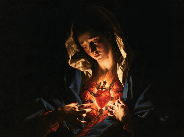 The Immaculate Heart of Mary — Red Light Within the Fingers