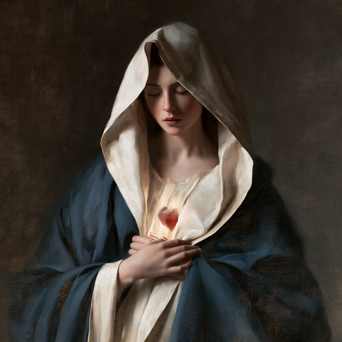 The Immaculate Heart of Mary — The Heart Beneath the Reflective Hand