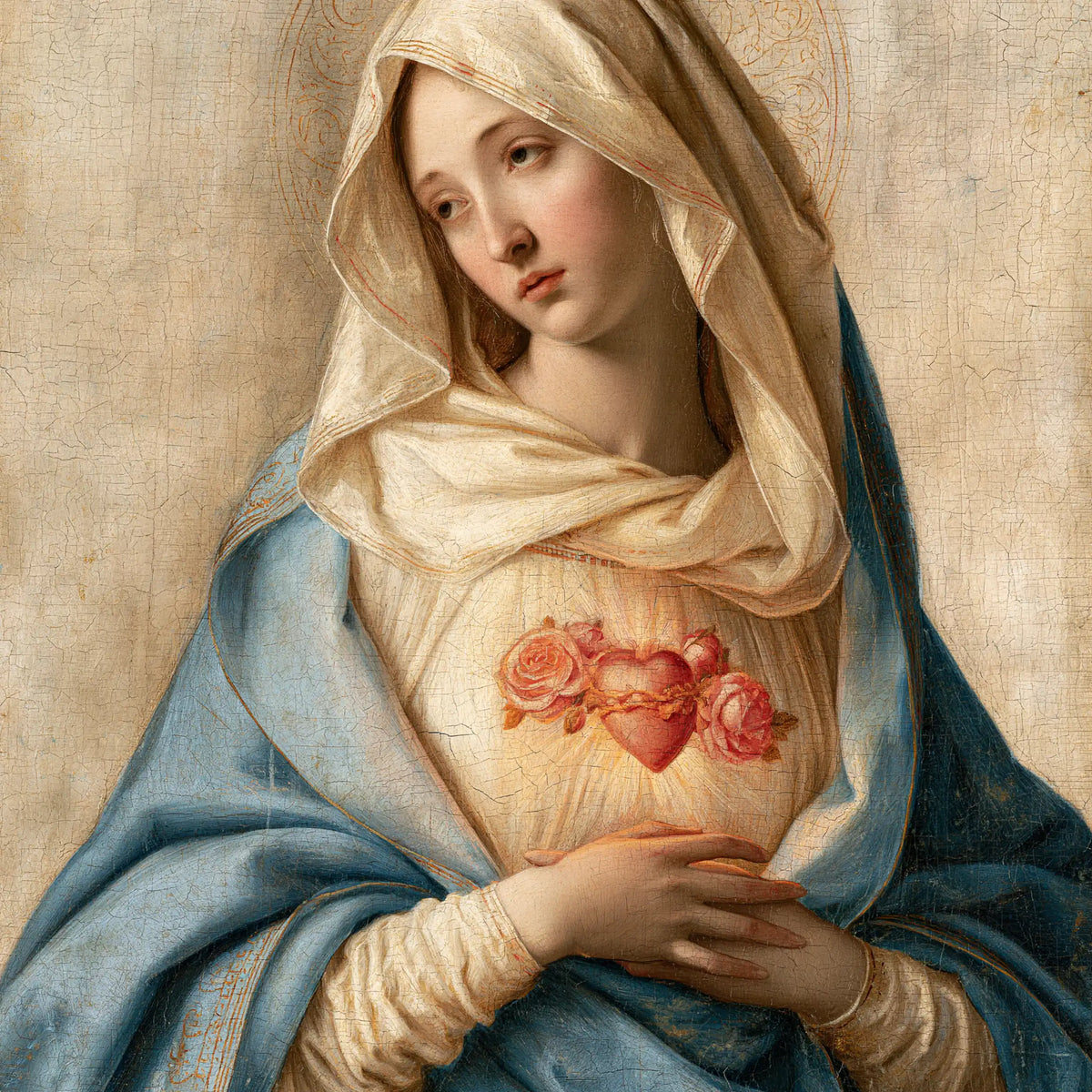 the Immaculate Heart of Mary in Florentine Renaissance style in Florentine Renaissance style, square Christian artwork no. 2