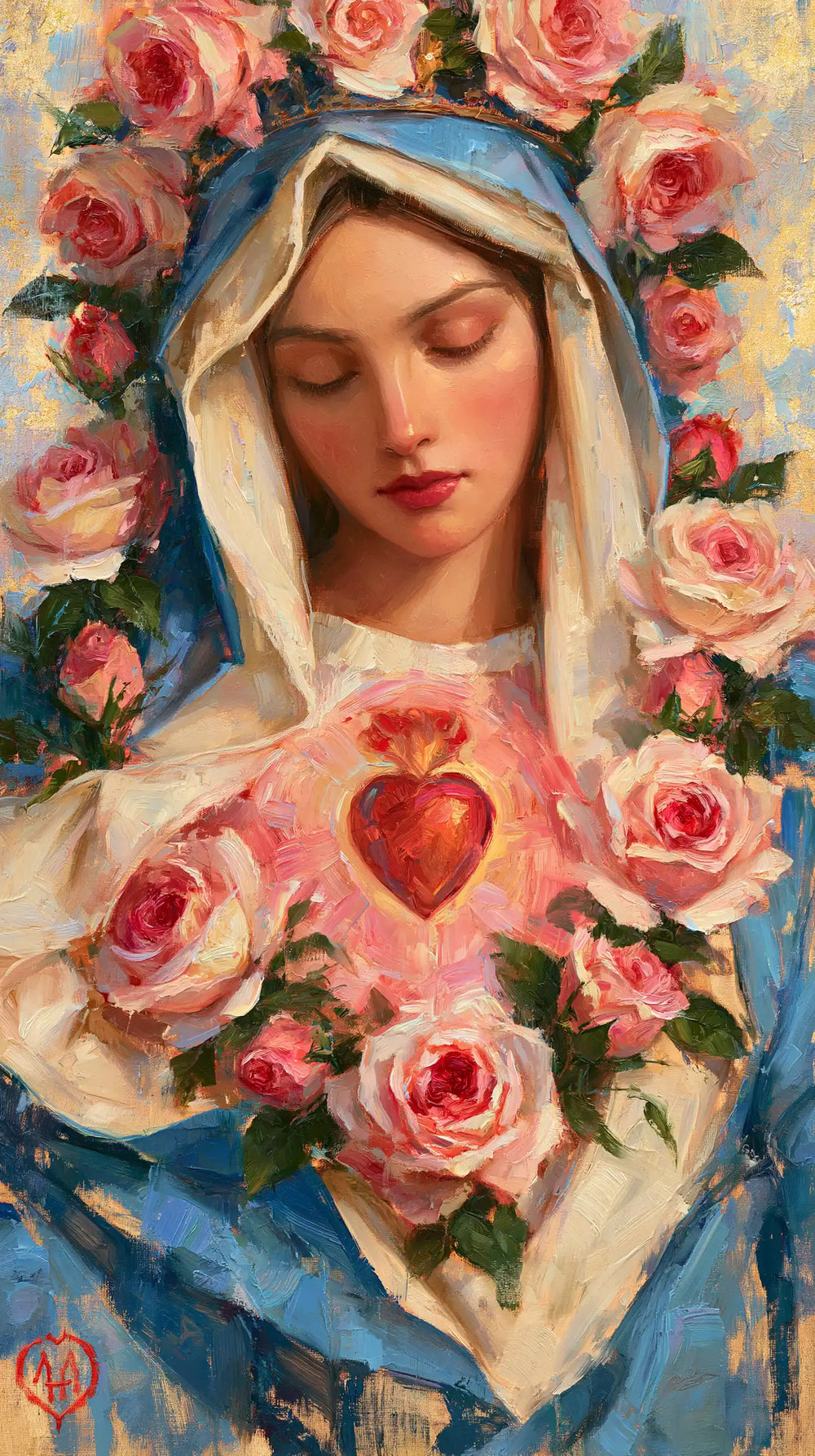 the Immaculate Heart of Mary in an impressionist atmosphere in Impressionist style, portrait Christian artwork no. 3