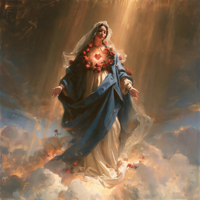 Immaculate Heart of Mary - Mary upon the Clouds with the Immaculate Heart · Square n° 3