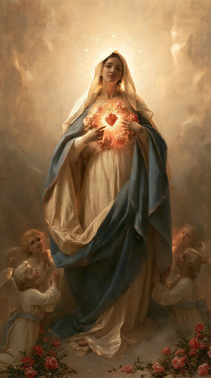 The Immaculate Heart of Mary — The Upturned Gaze in the Circle of Little Angels