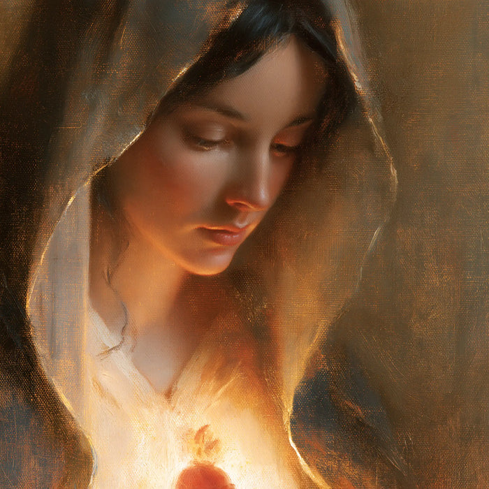 The Immaculate Heart of Mary — White Light Beneath the Inclined Gaze