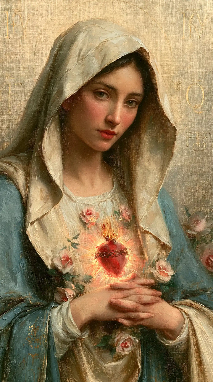 The Immaculate Heart of Mary — Interlaced Fingers in the Pale Garden