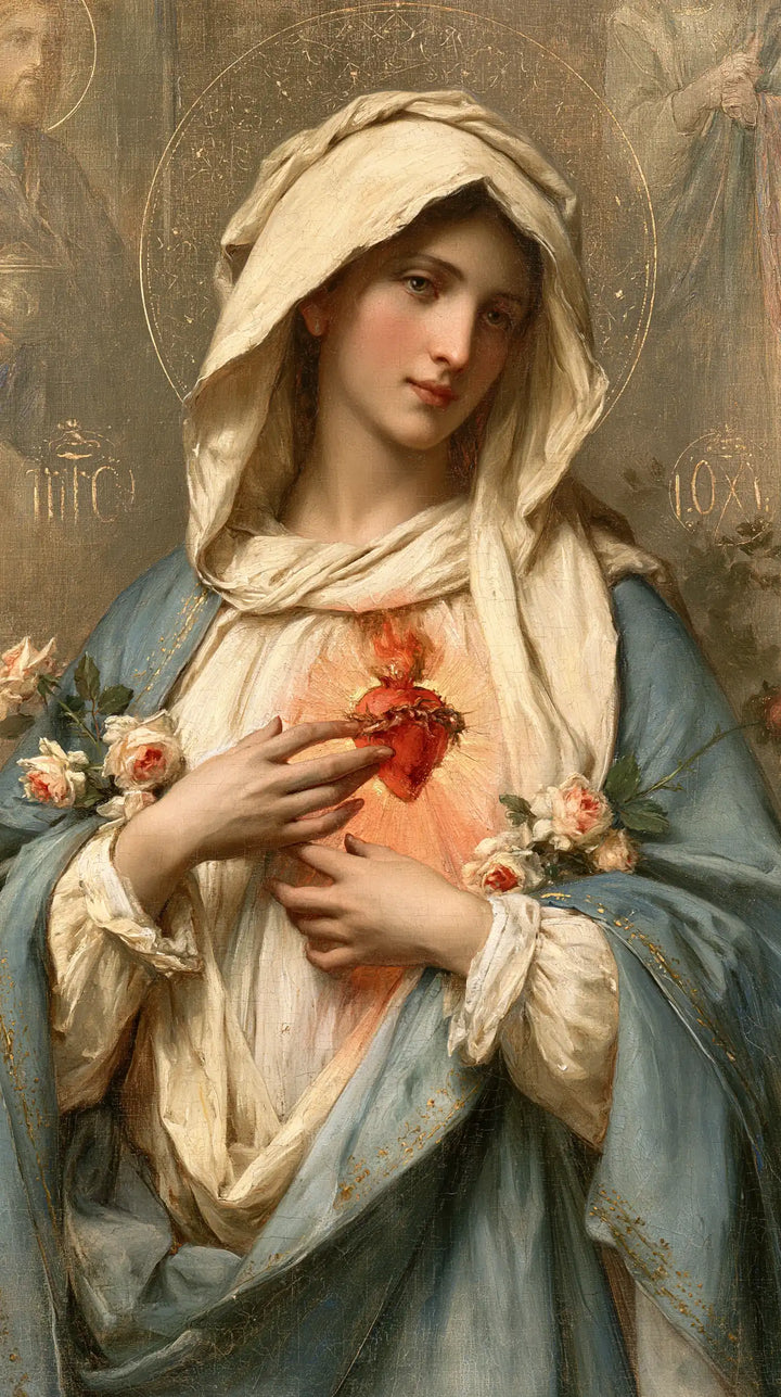 The Immaculate Heart of Mary — The Heart Kept Between White Roses