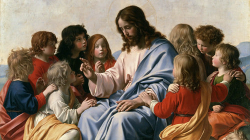 Jesus with children in Florentine Renaissance style in Florentine Renaissance style, landscape Christian artwork no. 16