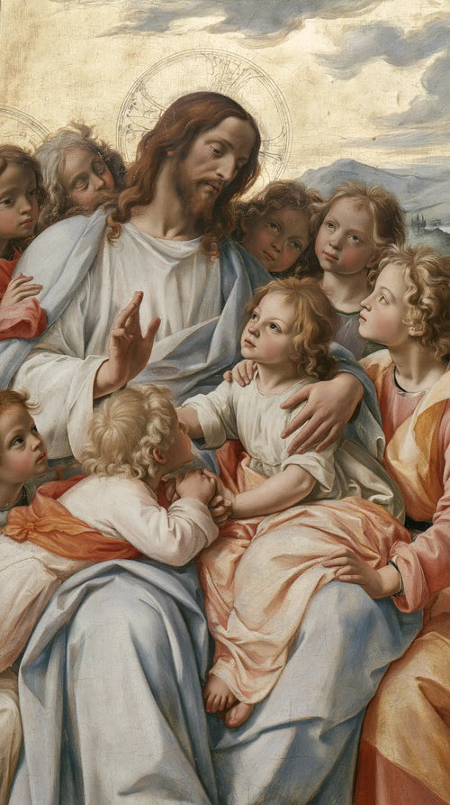 Jesus with children in Florentine Renaissance style in Florentine Renaissance style, portrait Christian artwork no. 2