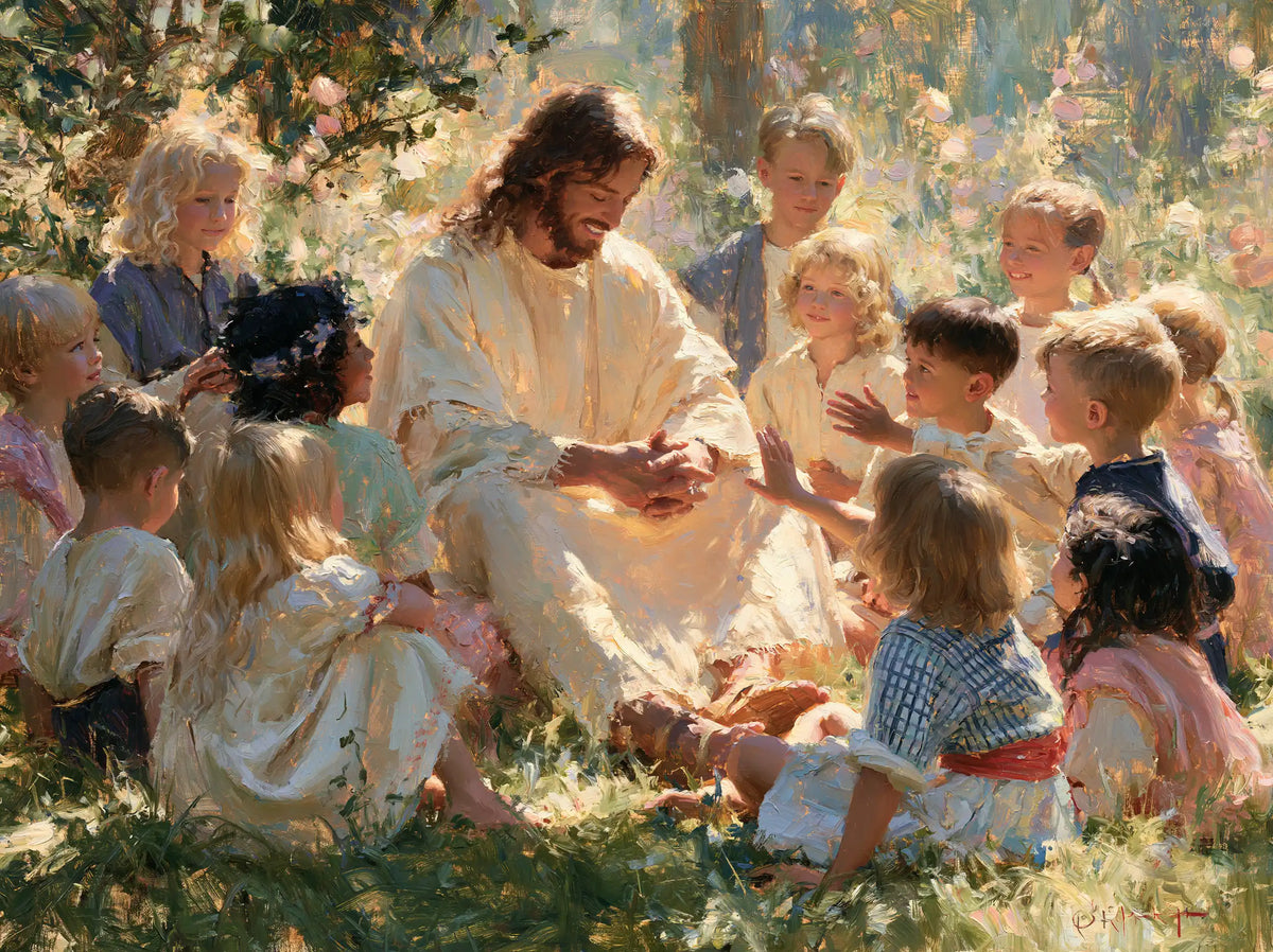 Jesus and the Children — Joy Seated among the Flowers