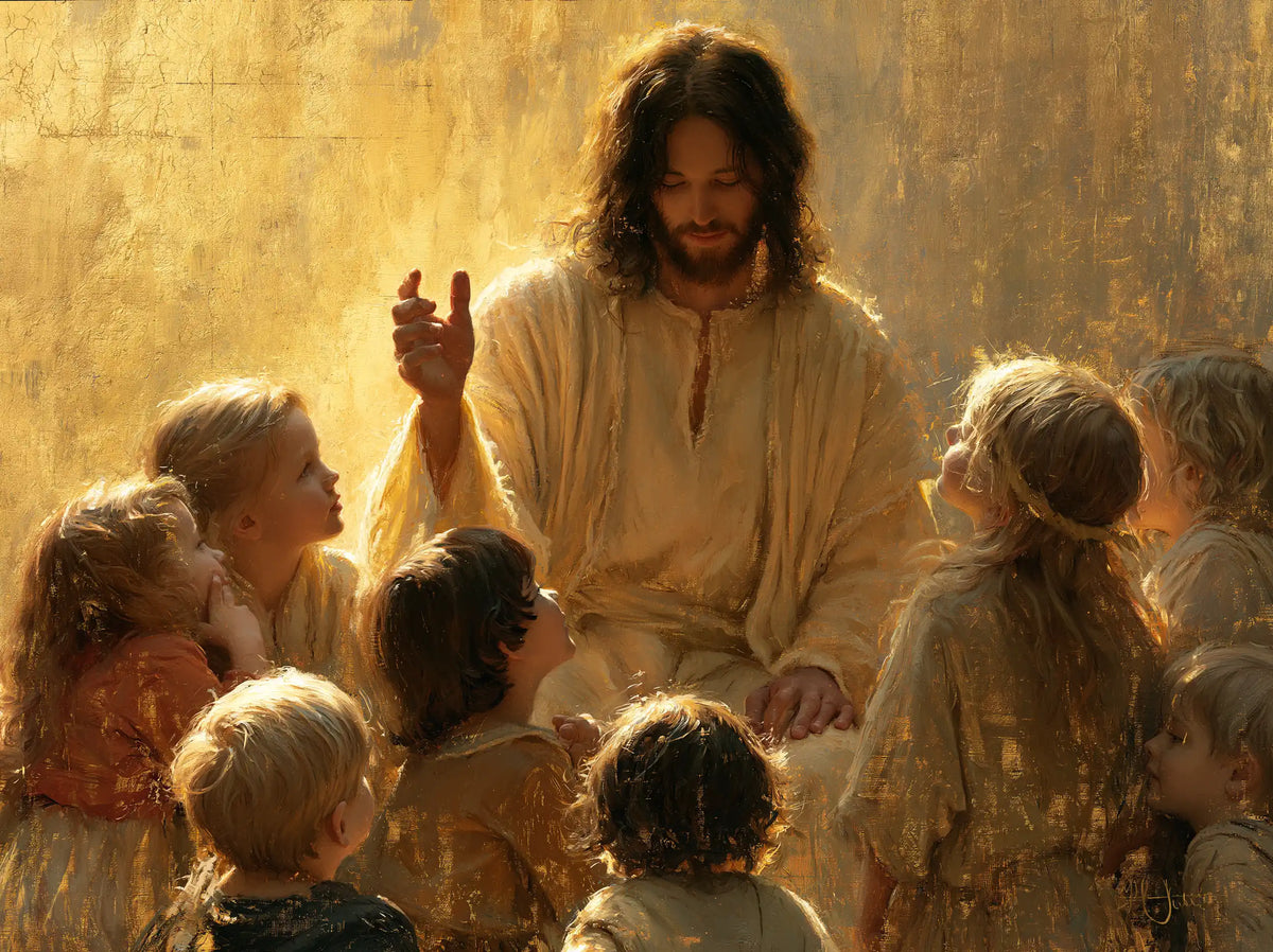 Jesus and the Children — The Circle in Crumpled Gold