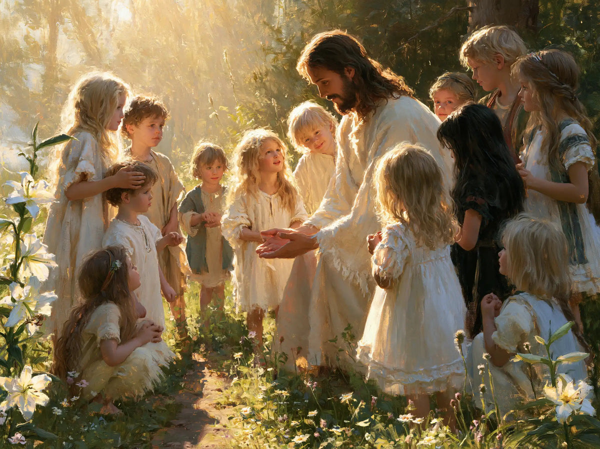 Jesus and the Children — The Gentle Step in the Luminous Garden
