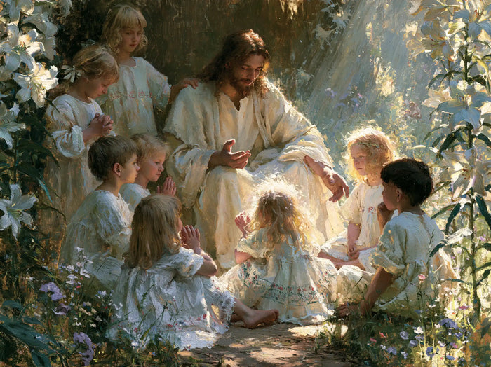 Jesus and the Children — The Offered Hand in Blue Shade