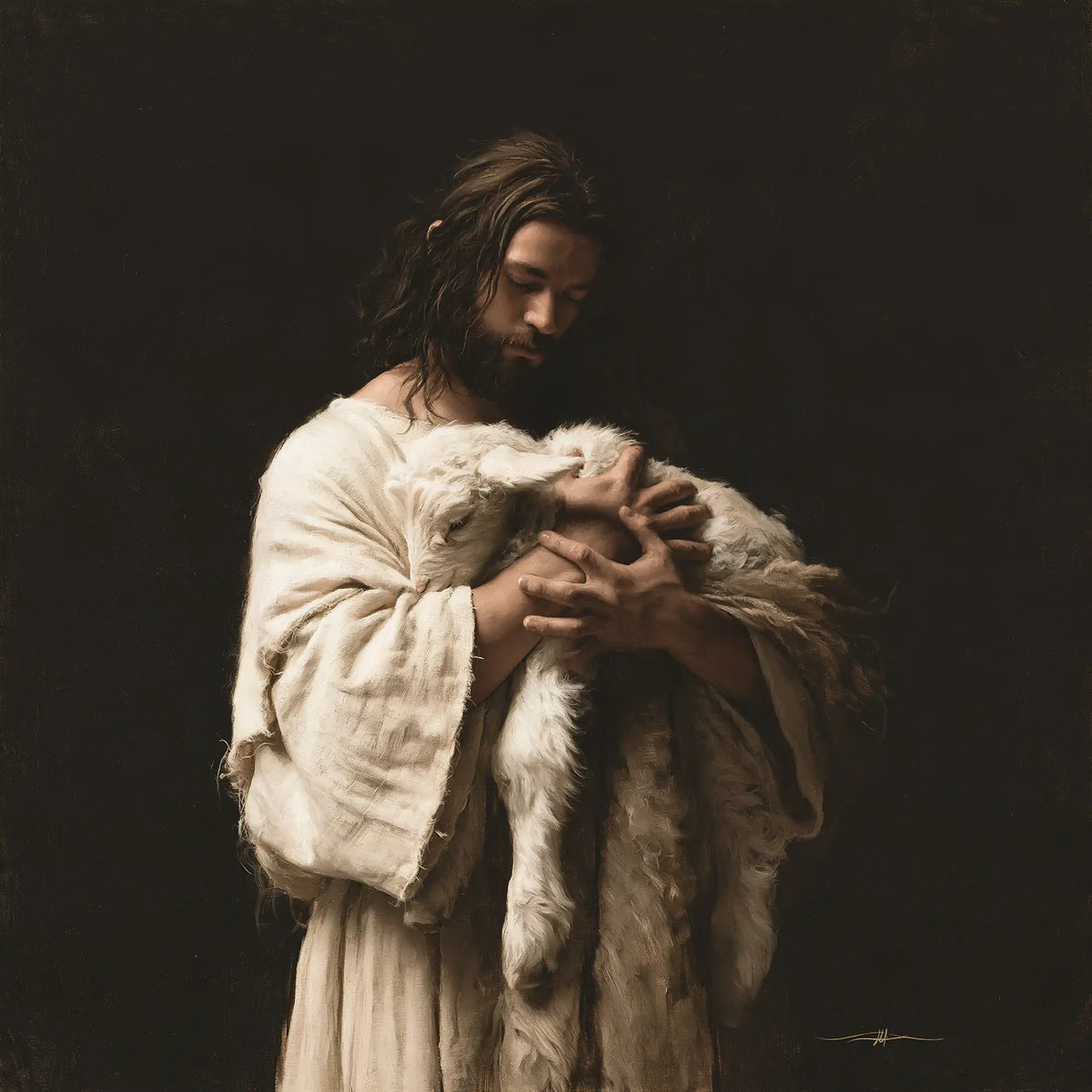Jesus and the Lamb - Contemporary Minimalism · Square n° 4