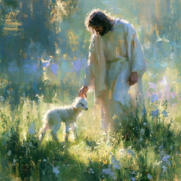 Jesus and the Lamb - Impressionist · Square n° 3