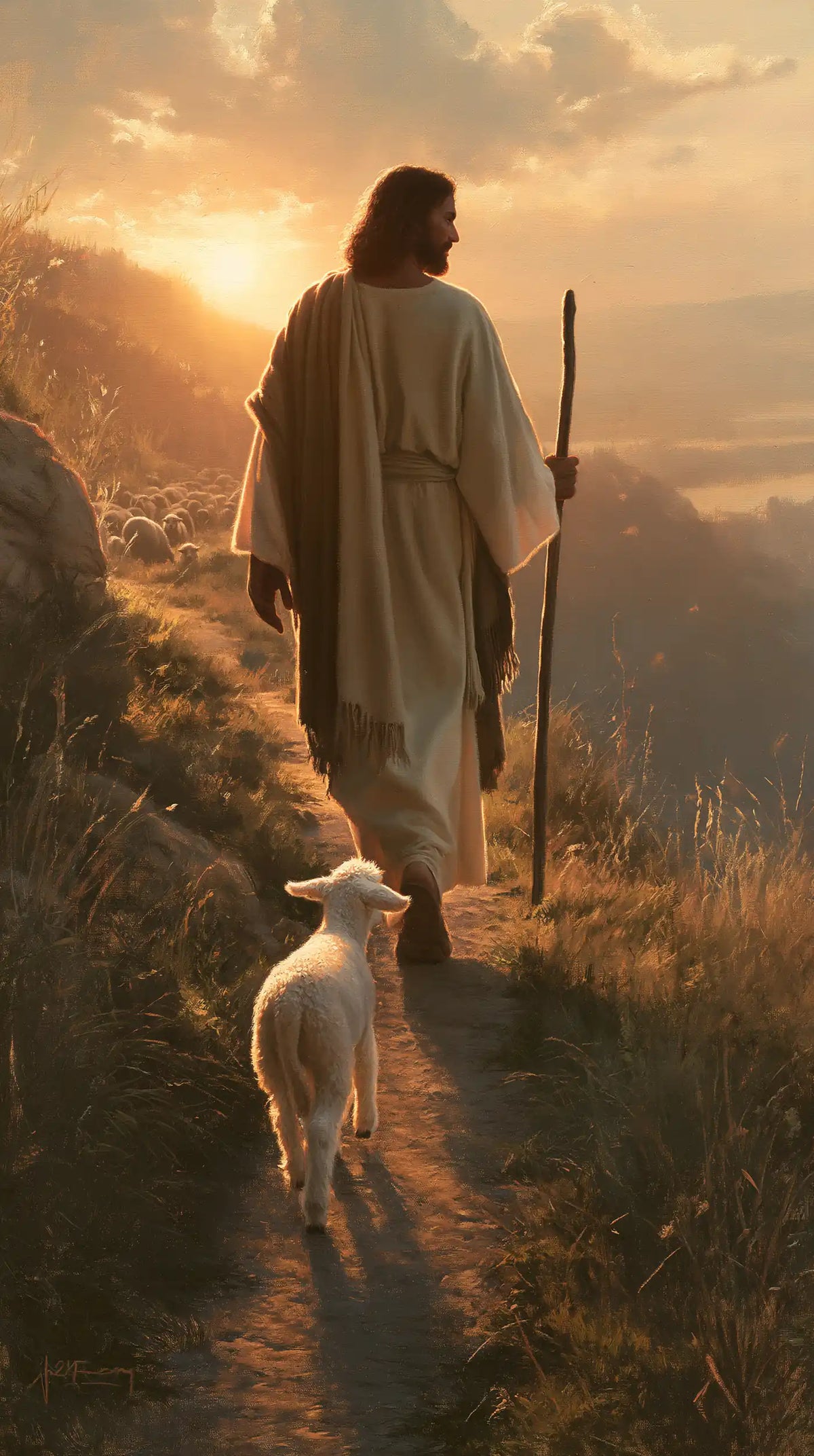Jesus and the Lamb - Jesus Guiding the Lamb · Portrait n° 2