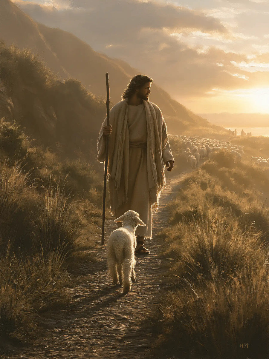 Jesus and the Lamb - Jesus Guiding the Lamb · Portrait n° 15