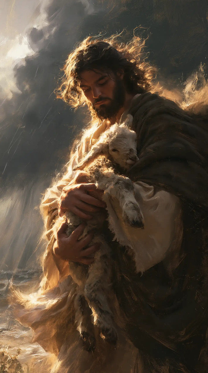 Jesus and the Lamb - Jesus Protecting the Lamb · Portrait n° 1