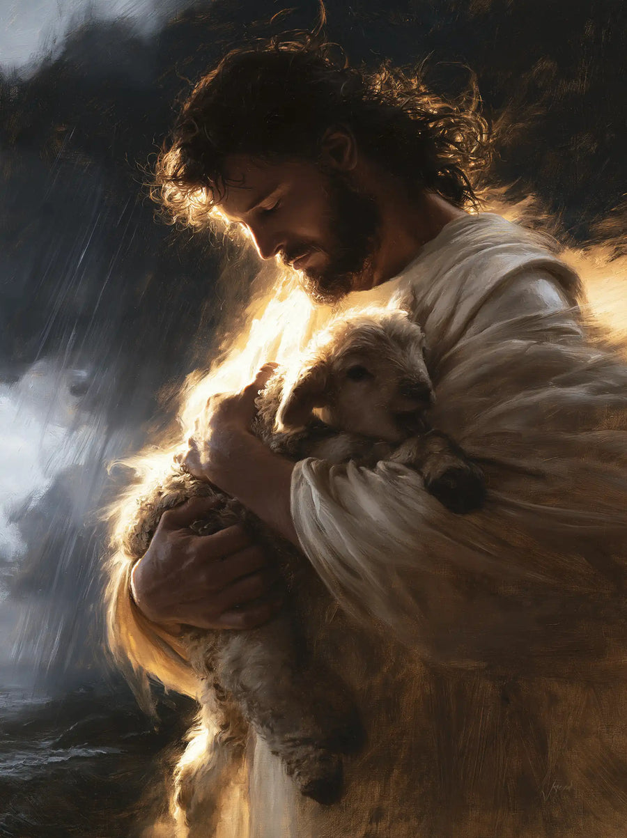 Jesus and the Lamb - Jesus Protecting the Lamb · Portrait n° 9