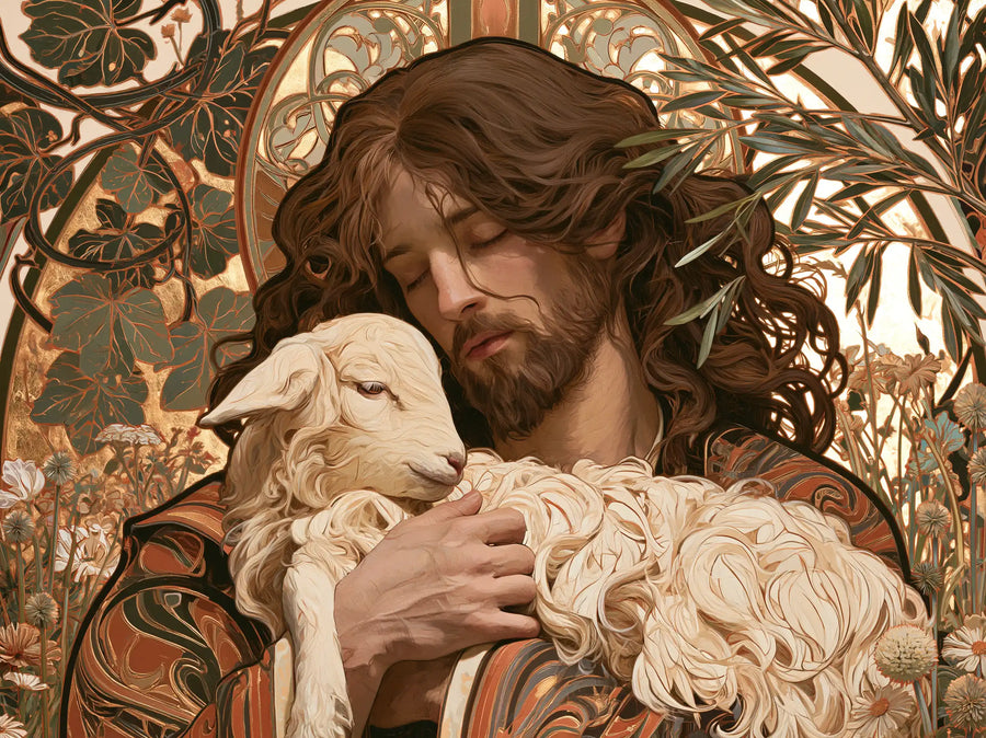 Jesus and the Lamb - Sacred Art Nouveau · Landscape n° 2