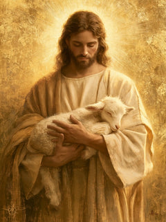 Jesus and the Lamb — Quietude in Honey-Coloured Drapery