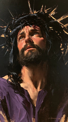 Jesus Crowned with Thorns — The Neck Raised beneath the Black Crown