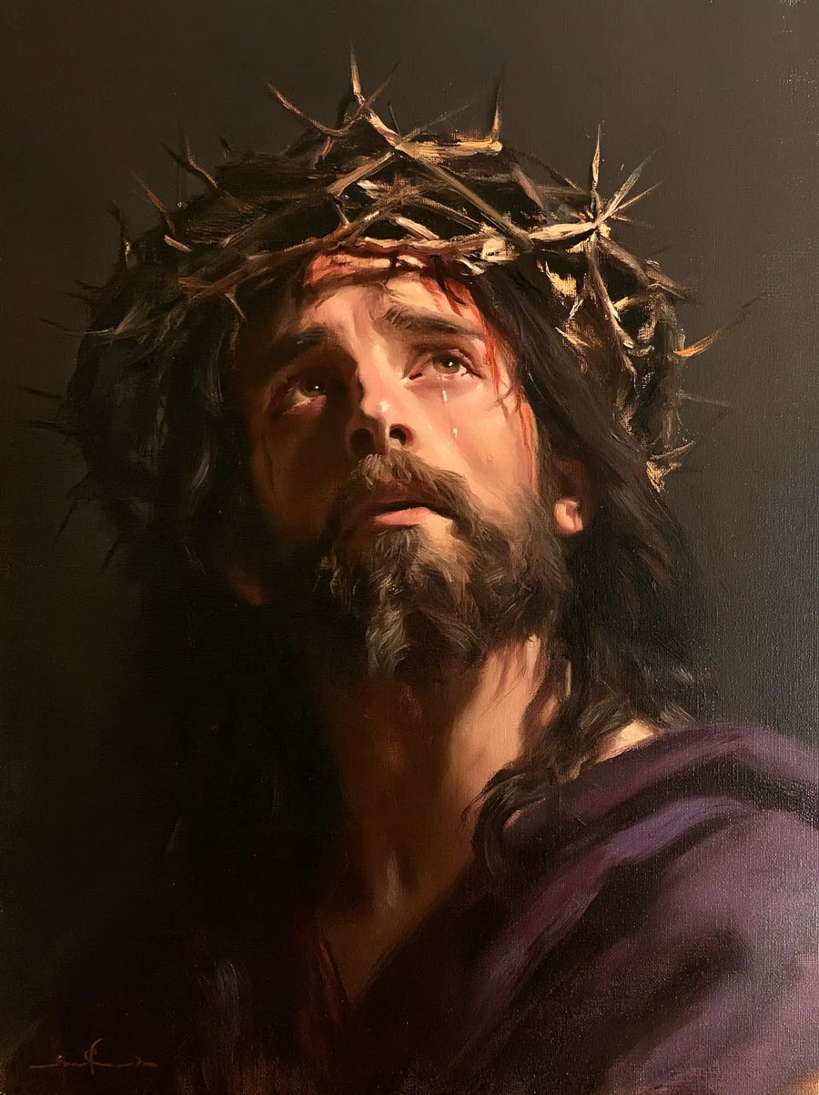 Jesus Crowned with Thorns — The Face in Velvety Purple