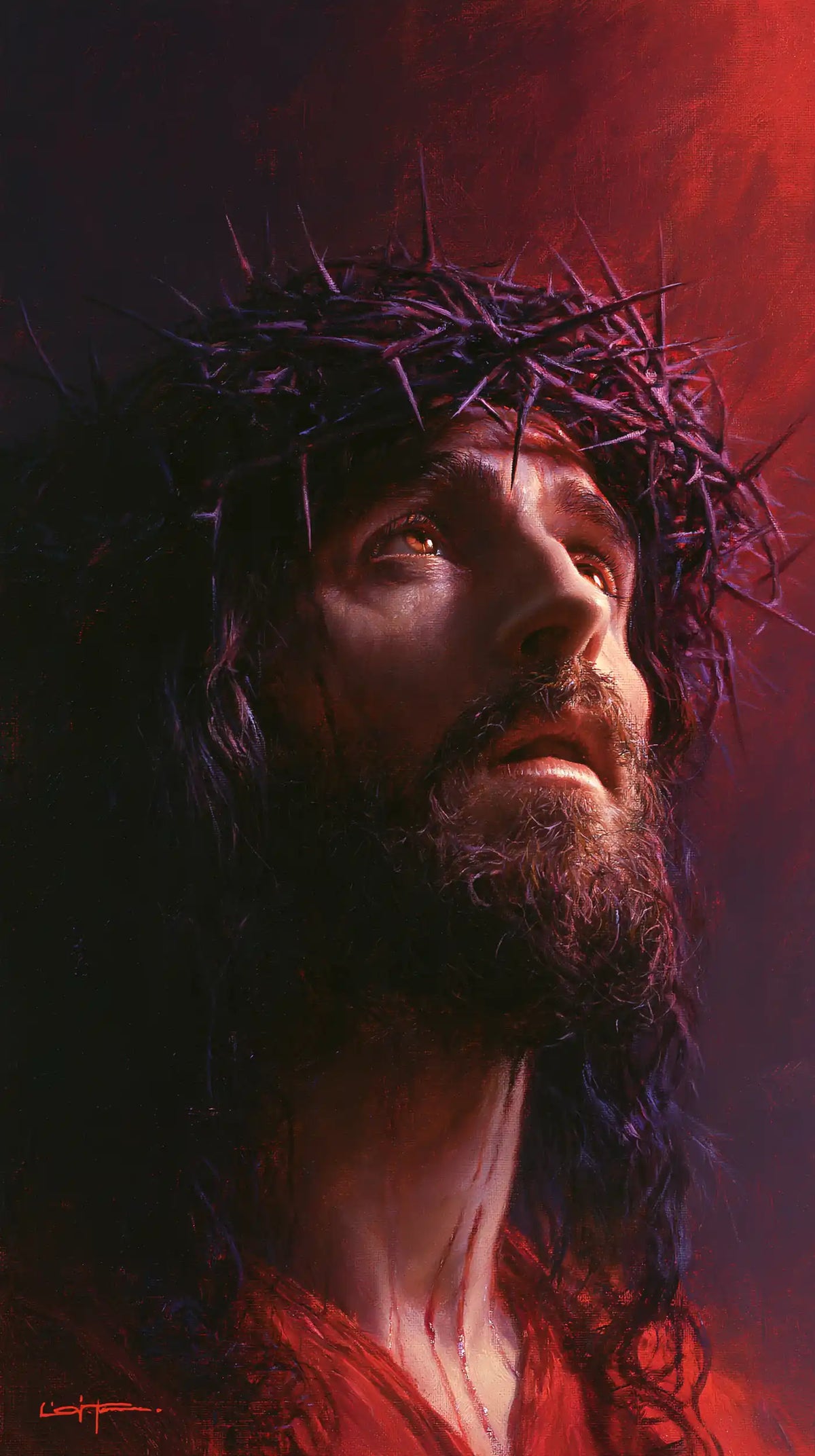 Jesus Crowned with Thorns — The Raised Profile in Distant Red