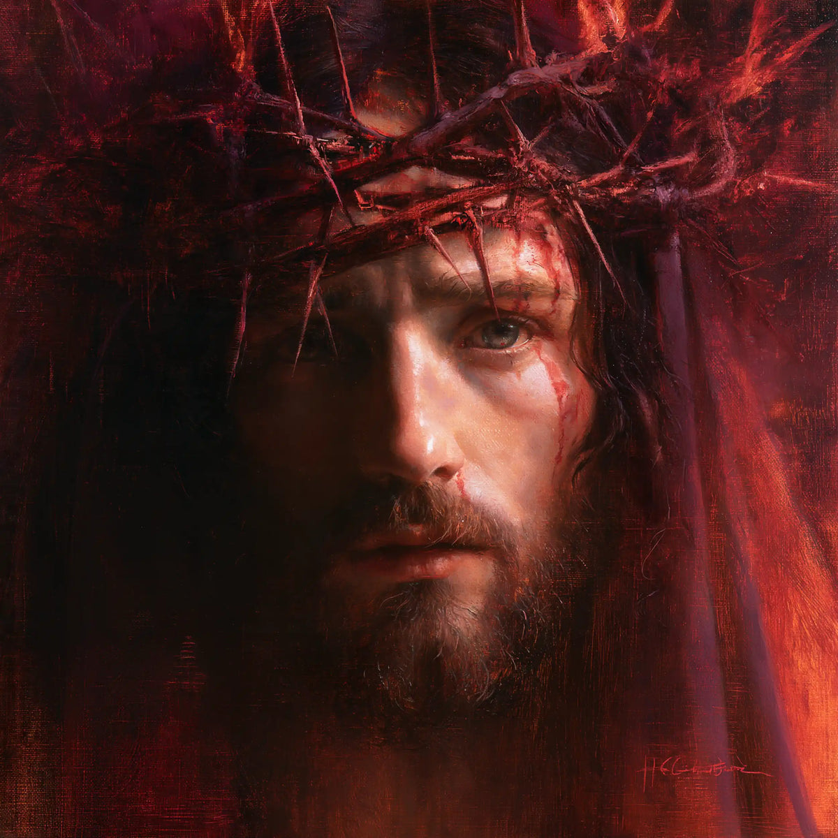 Jesus Crowned with Thorns — The Red Veil of Presence