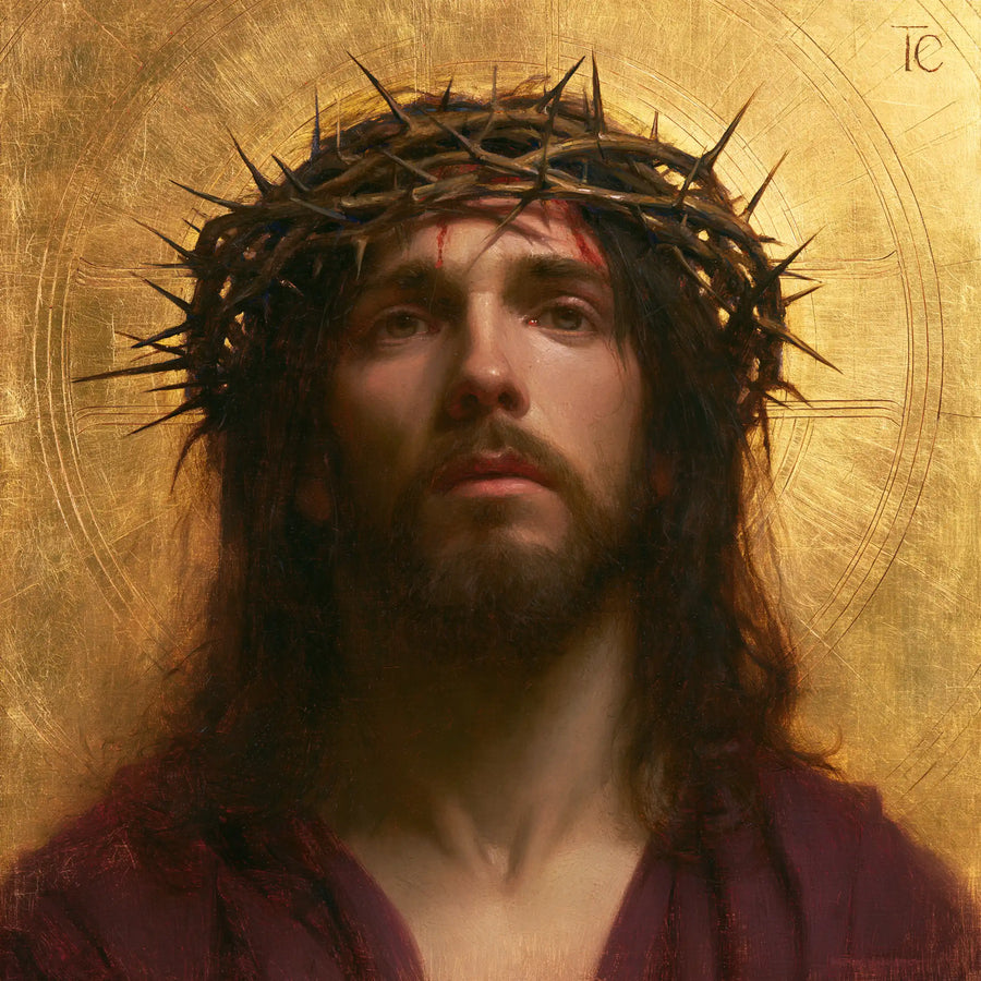 Jesus Crowned with Thorns — The Pale Neck at the Engraved Nimbus’s Edge