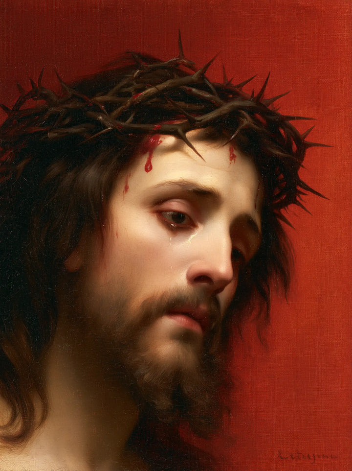 Jesus Crowned with Thorns — The Red Veil behind the Bowed Head