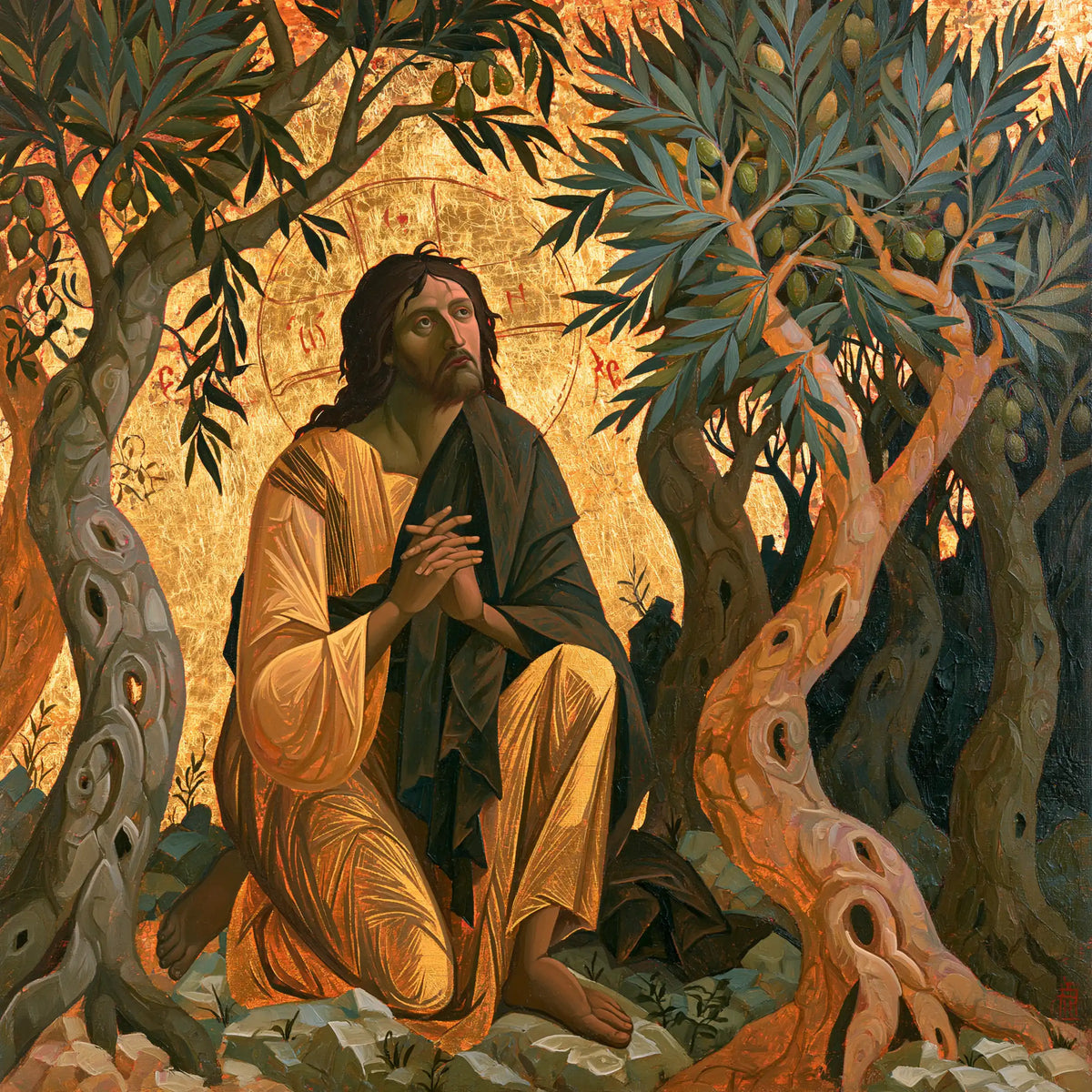 Jesus in Gethsemane - Contemporary Byzantine · Square n° 7