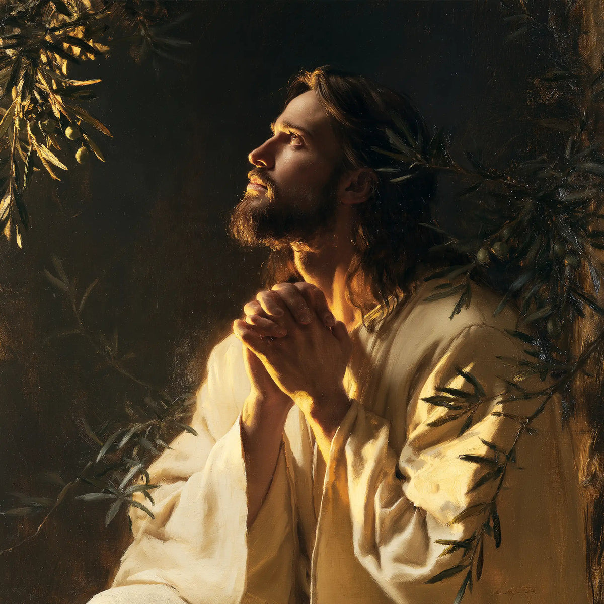 Jesus in Gethsemane - Devotional Portrait of Jesus in Gethsemane · Square n° 9