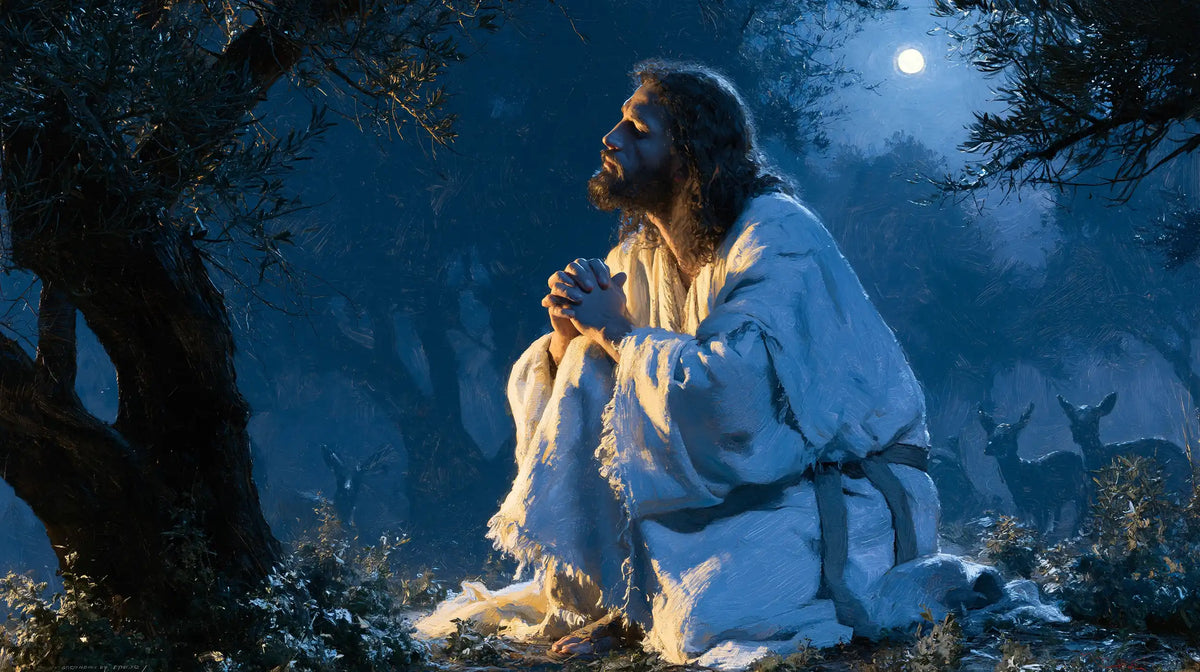 Jesus in Gethsemane — Prayer beneath the High Moon