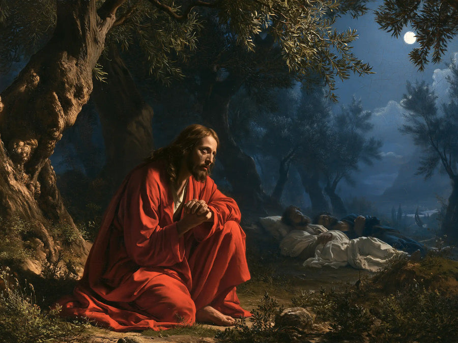 Jesus in Gethsemane — Orison beside Sleeping Drapery