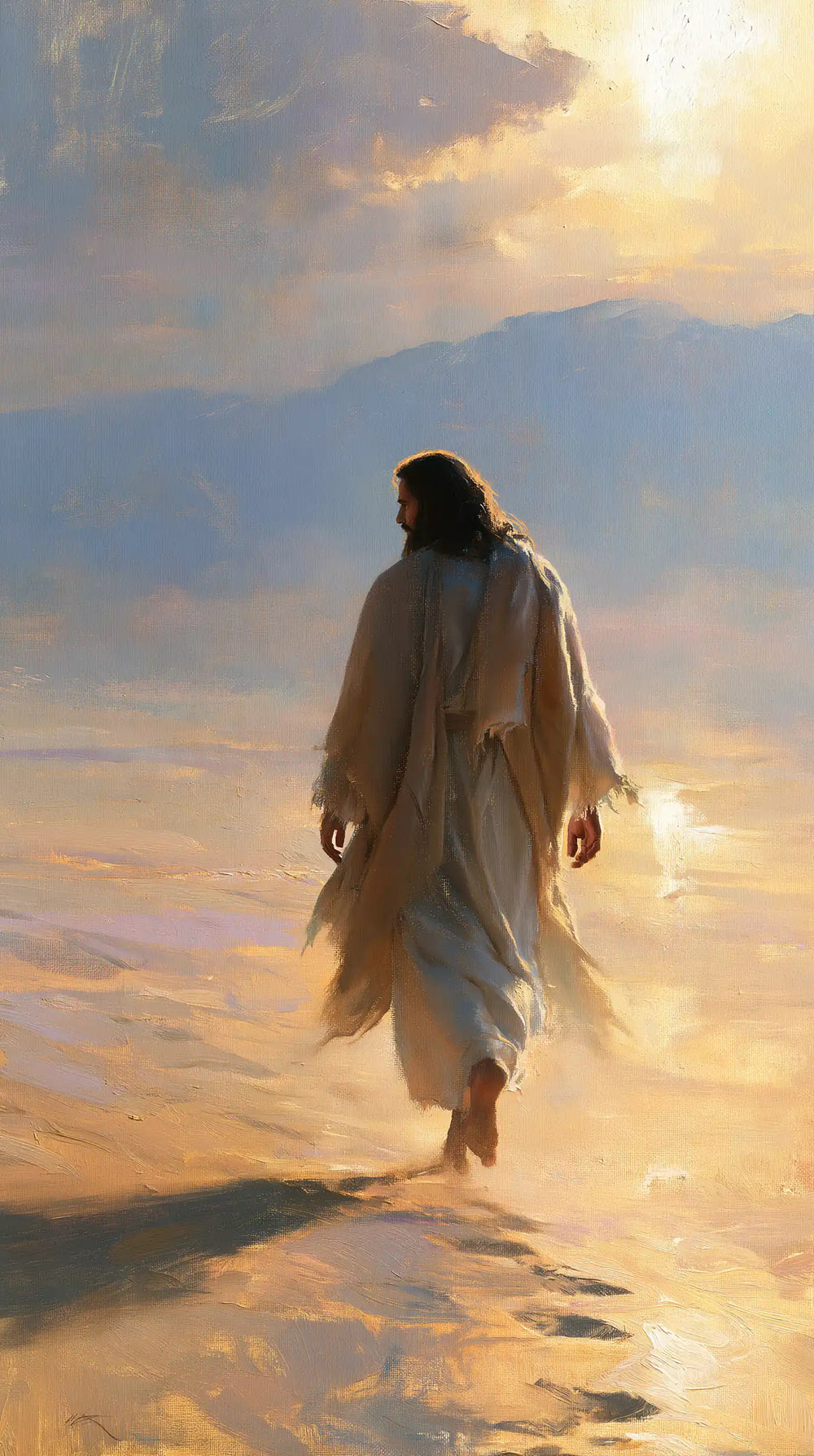 Jesus in the desert during the temptation in Impressionist style, portrait Christian artwork no. 11